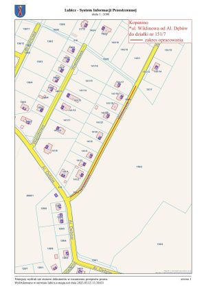 Mapka. Zakres prac w Kopaninie