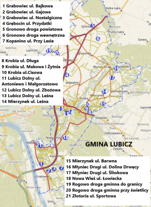 Mapa orientacyjna nowych punktów oświeleniowych