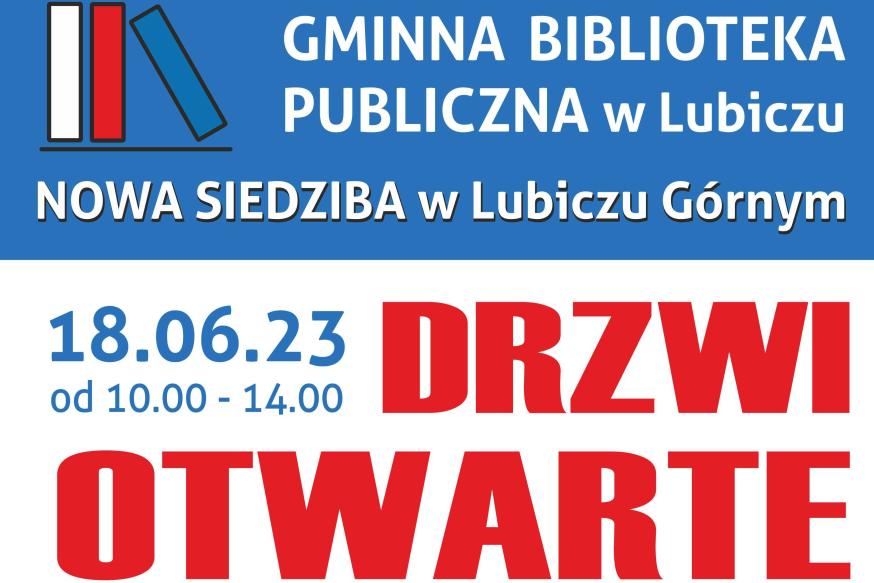 Plakat. Otwarcie filii biblioteki w Lubiczu Górnym