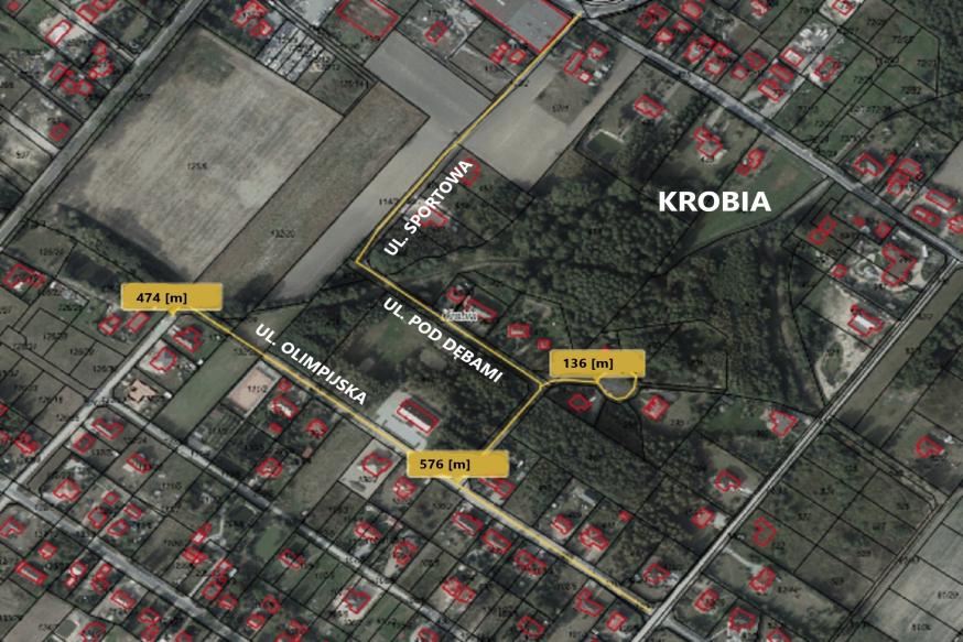 Mapka z zaznaczonym zakresem prac